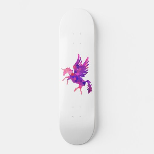 Pink and Purple Mosaic Unicorn Pegasus Skateboard