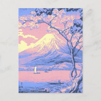 Pink and Purple Mt. Fuji from Lake Yamanaka Poster Postcard