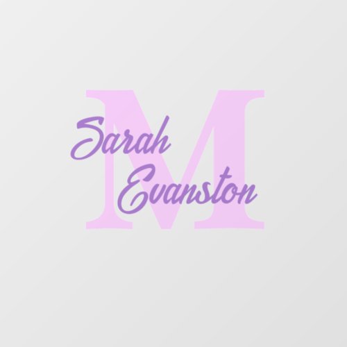 Pink and Purple Name and Initial Monogram Wall Decal