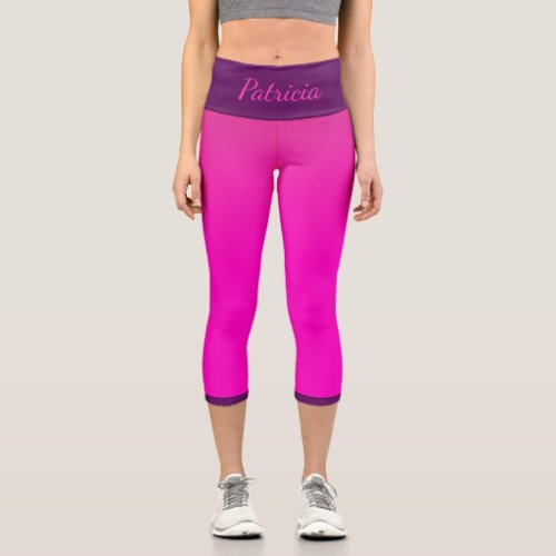 Pink and Purple Name Template Capri Leggings