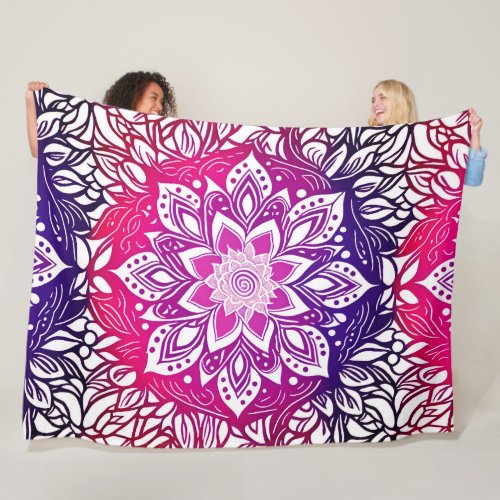 Pink and Purple Ombre Mandala Fleece Blanket