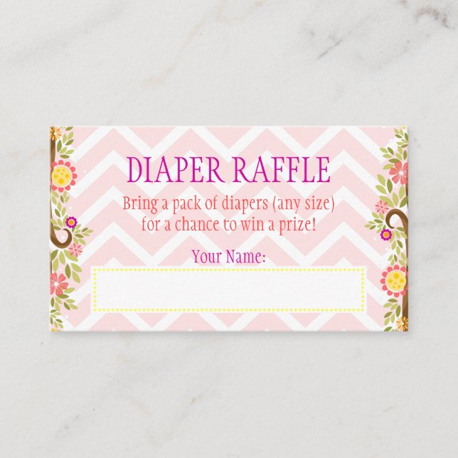 Pink and Purple Owls - Diaper Raffle Ticket Enclosure Card (Front)