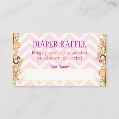 Pink and Purple Owls - Diaper Raffle Ticket Business Card Template