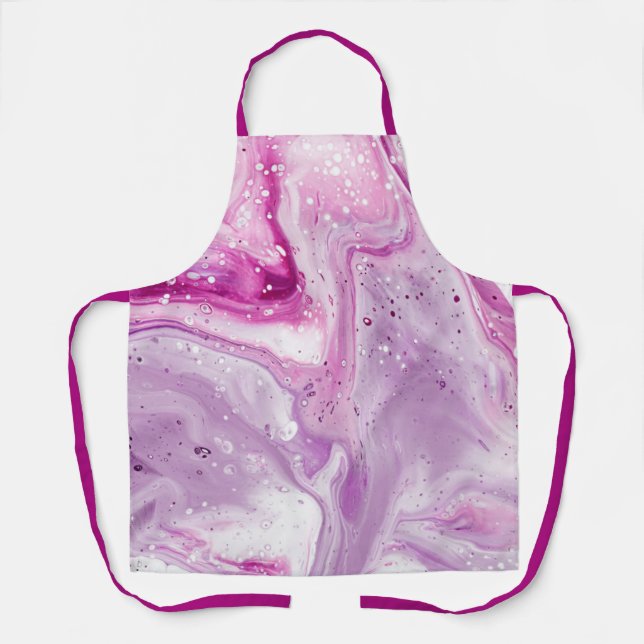 Pink and Purple Paint Pour Cells Apron (Front)