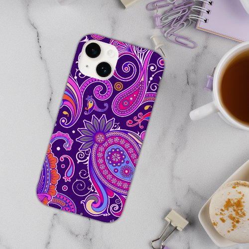 Pink and Purple Paisley Case_Mate iPhone 14 Case