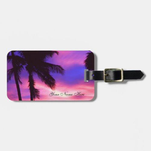 Pink and Purple Palm Sunset Luggage Tag