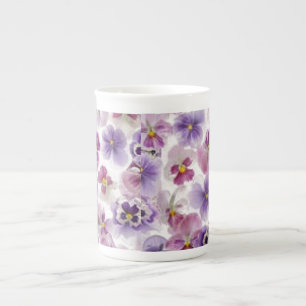 Pink And Purple Pansy Bone China Mug