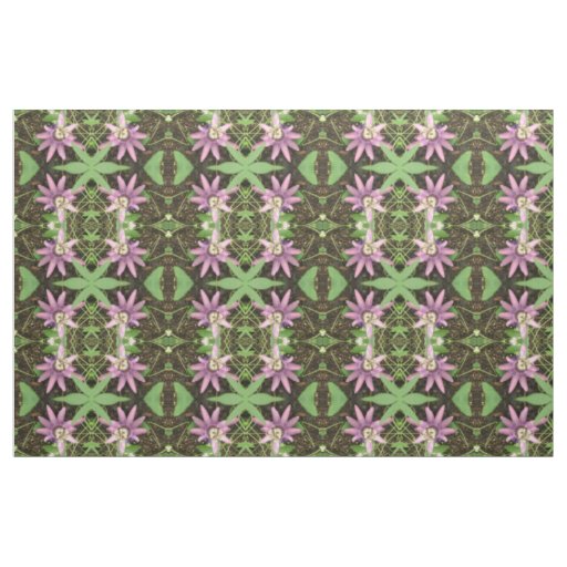 Pink and Purple Passionflower Floral Patterned Fabric