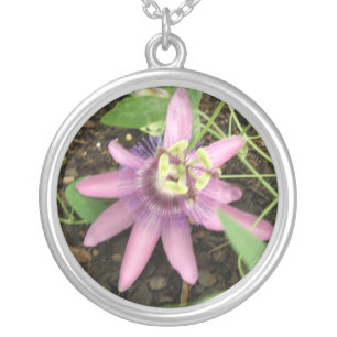 Pink and Purple Passionflower Necklace