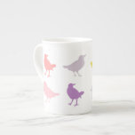 Pink and Purple Pastel Birds with Birdhouse Bone China Mug