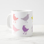 Pink and Purple Pastel Birds with Birdhouse Giant Coffee Mug