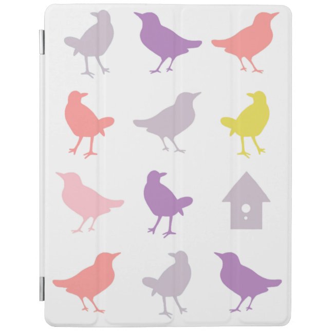 Pink and Purple Pastel Birds with Birdhouse iPad Smart Cover (Front)