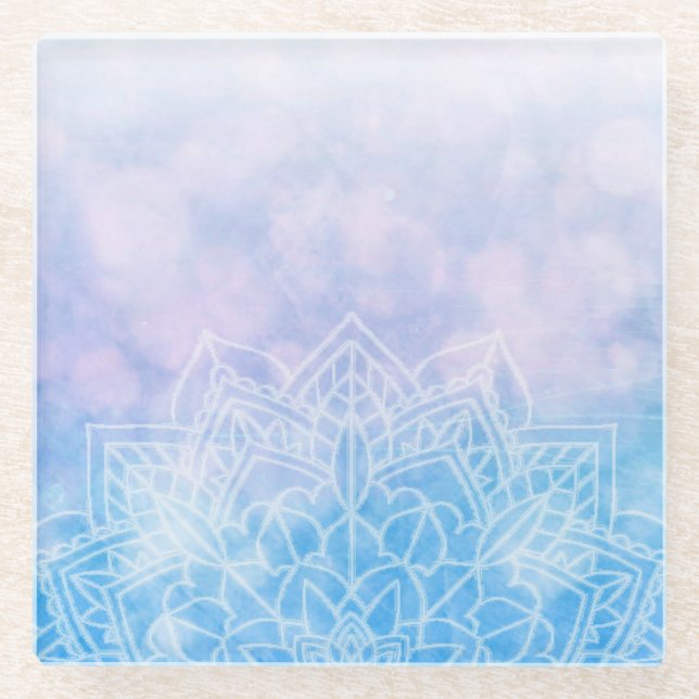 Pink and Purple Pastel Mandela Glass Coaster (Front)