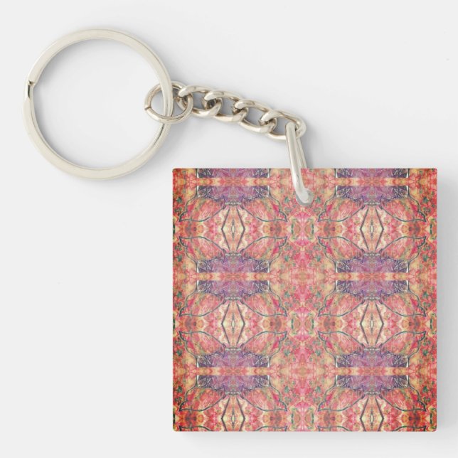 Pink and purple pattern keychain (Front)