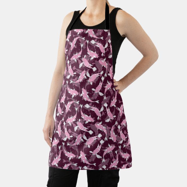 Pink and Purple Pattern - Koi Fish Apron (Insitu)