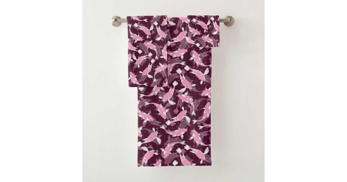 Pink and Purple Pattern Koi Fish Bath Towel Set Zazzle