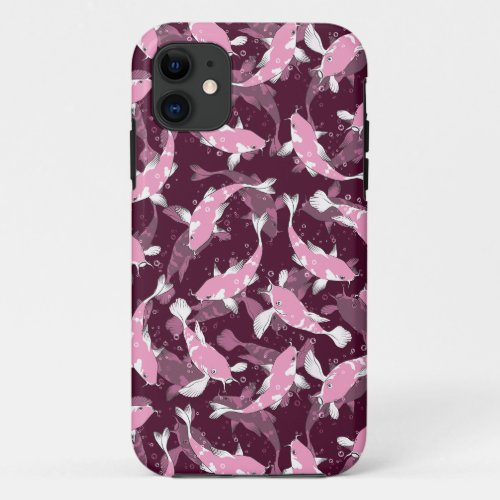 Pink and Purple Pattern _ Koi Fish iPhone 11 Case