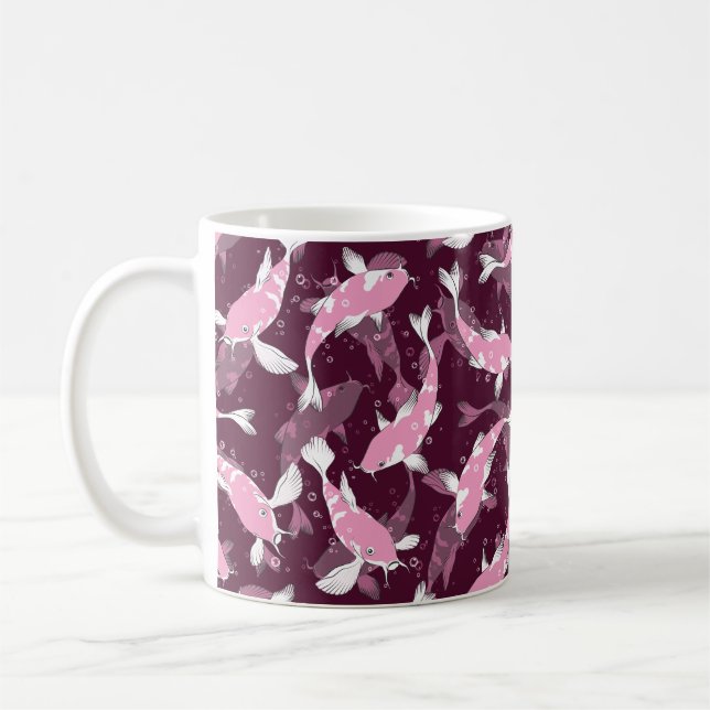 Pink and Purple Pattern - Koi Fish Coffee Mug (Left)