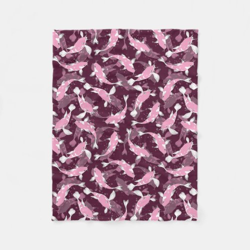 Pink and Purple Pattern _ Koi Fish Fleece Blanket