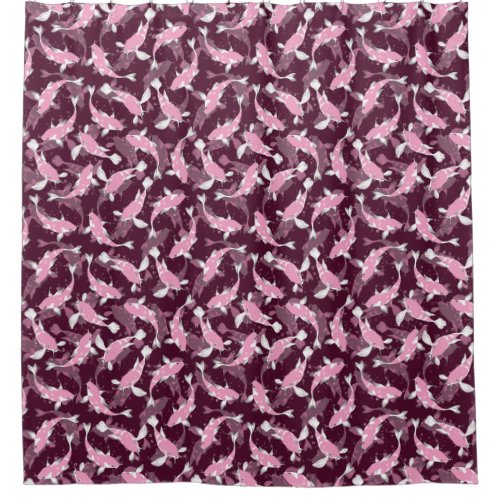 Pink and Purple Pattern _ Koi Fish Shower Curtain