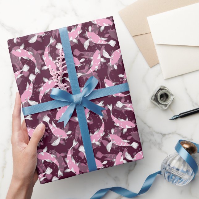 Pink and Purple Pattern - Koi Fish Wrapping Paper (Gifting)