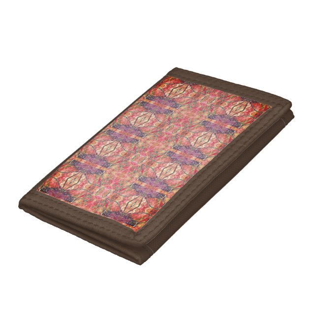 Pink and purple pattern tri-fold wallet (Bottom)