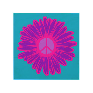 Pink And Purple Peace Daisy Wood Wall Art