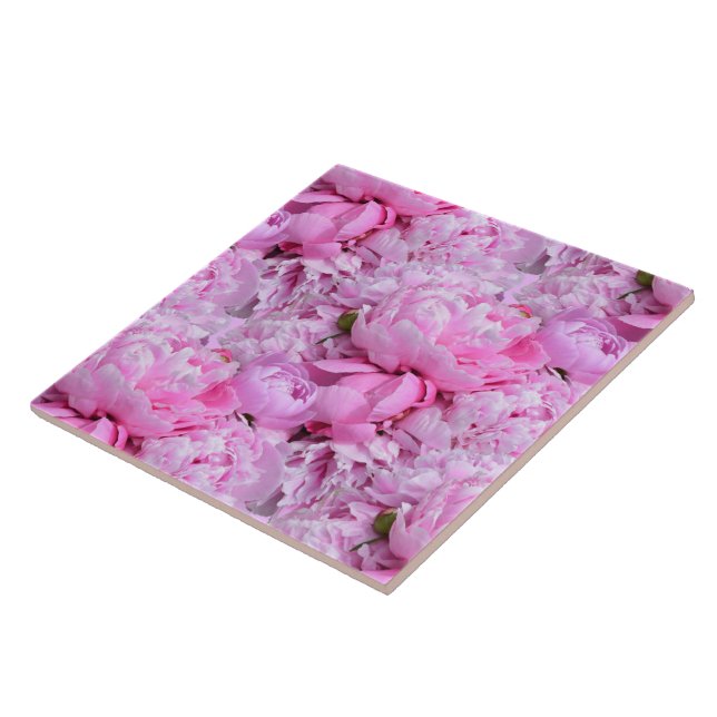 Pink and Purple Peonies- Ceramic Tile (Side)