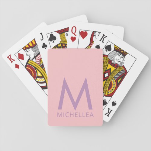 Pink and Purple Personalized Name  Monogram Poker Cards