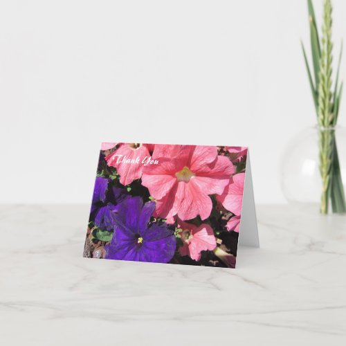 Pink and Purple Petunias Thank You Card