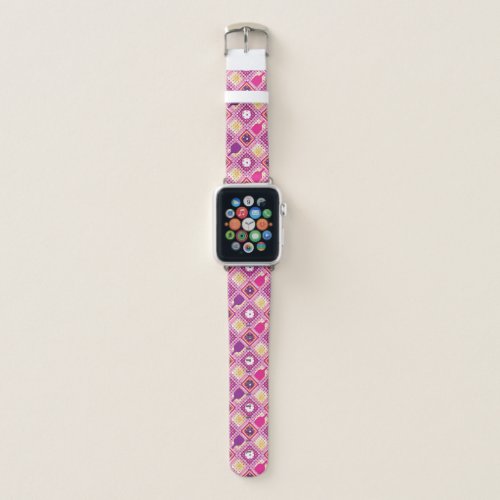 Pink and purple pickleball pattern apple watch band