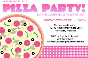 pizza party invitations zazzle