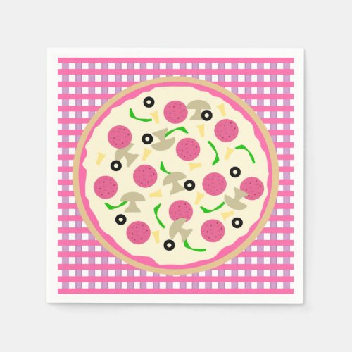 Pink and Purple Pizza Party Napkins