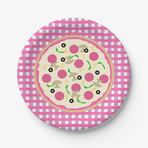 Pink and Purple Pizza Party Paper Plates