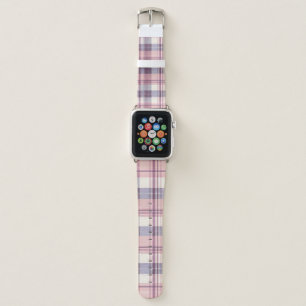 Pink and purple plaid watch strap