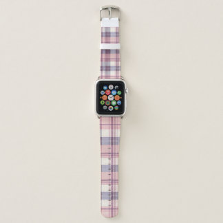 Pink and purple plaid watch strap 