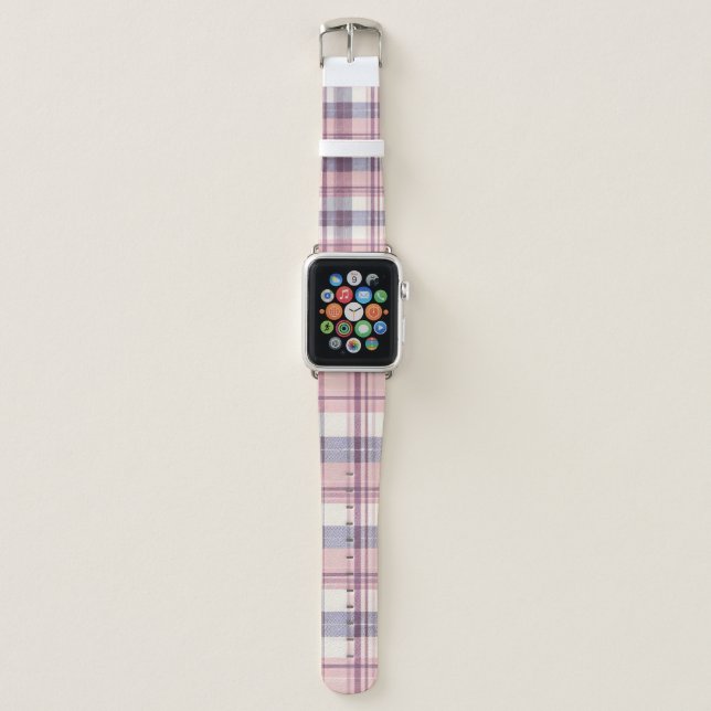 Pink and purple plaid watch strap  (Front)