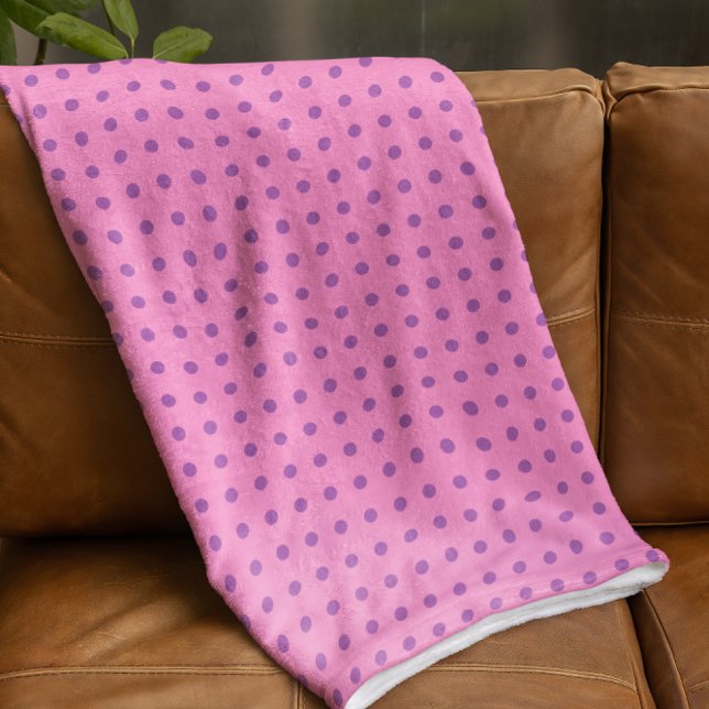 Pink and Purple Polka Dot Fleece Blanket (Creator Uploaded)