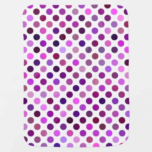 Pink and Purple Polka Dots Baby Blanket (Front)