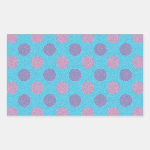 Pink and purple polka dots on blue background rectangular sticker