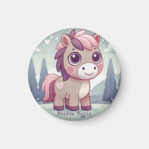 Pink and Purple Pony in Forest Magnet