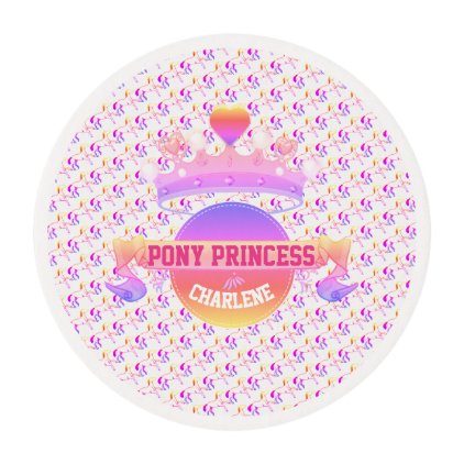 Pink and Purple Pony Princess Edible Frosting Rounds