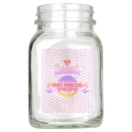 Pink and Purple Pony Princess Mason Jar