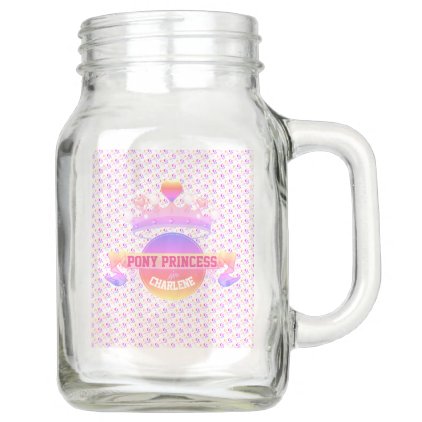 Pink and Purple Pony Princess Mason Jar