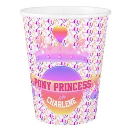 Pink and Purple Pony Princess Paper Cup