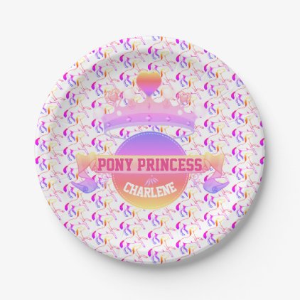 Pink and Purple Pony Princess Paper Plate