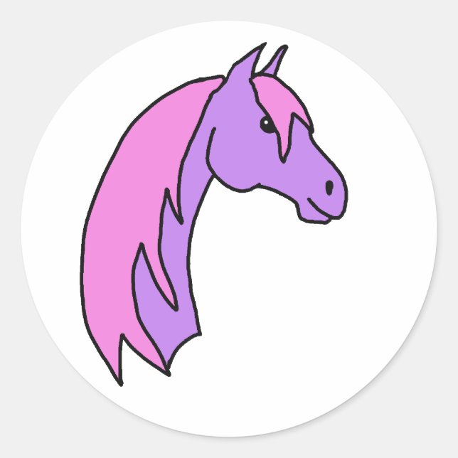 Pink and Purple Pony Stickers! Classic Round Sticker (Front)