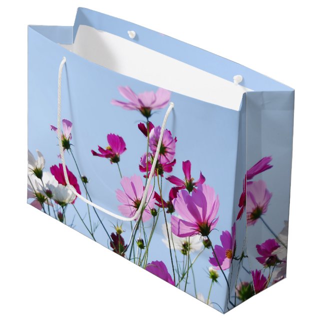 Pink and Purple Pretty Flower Meadow Photo Large Gift Bag (Front Angled)