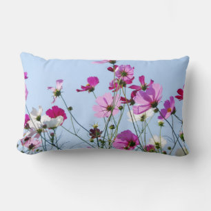 Pink and Purple Pretty Flower Meadow Photo Lumbar Pillow