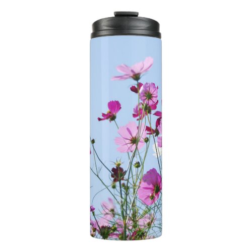 Pink and Purple Pretty Flower Meadow Photo Thermal Tumbler